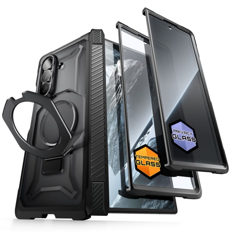 Supcase UB Grip Mag MagSafe Case for Samsung Galaxy Z Fold 8 with Tempered Glass and Privacy Glass, Black