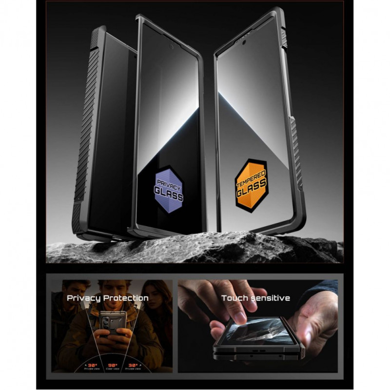 Supcase UB Grip Mag MagSafe Case for Samsung Galaxy Z Fold 8 with Tempered Glass and Privacy Glass, Black
