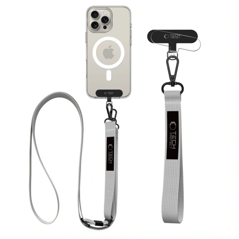 Tech-Protect C6S Rope Crossbody Crayon Grey Phone Lanyard Set