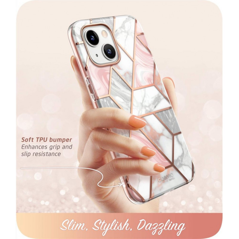 Supcase Cosmo Case for Apple iPhone 14 Plus / 15 Plus, Pink Marble