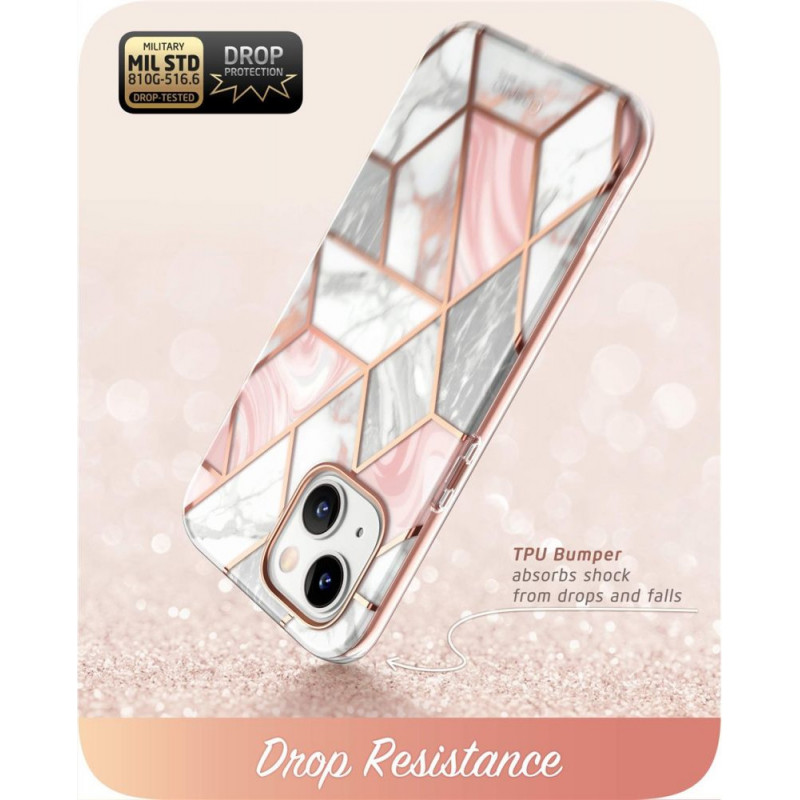 Supcase Cosmo Case for Apple iPhone 14 Plus / 15 Plus, Pink Marble