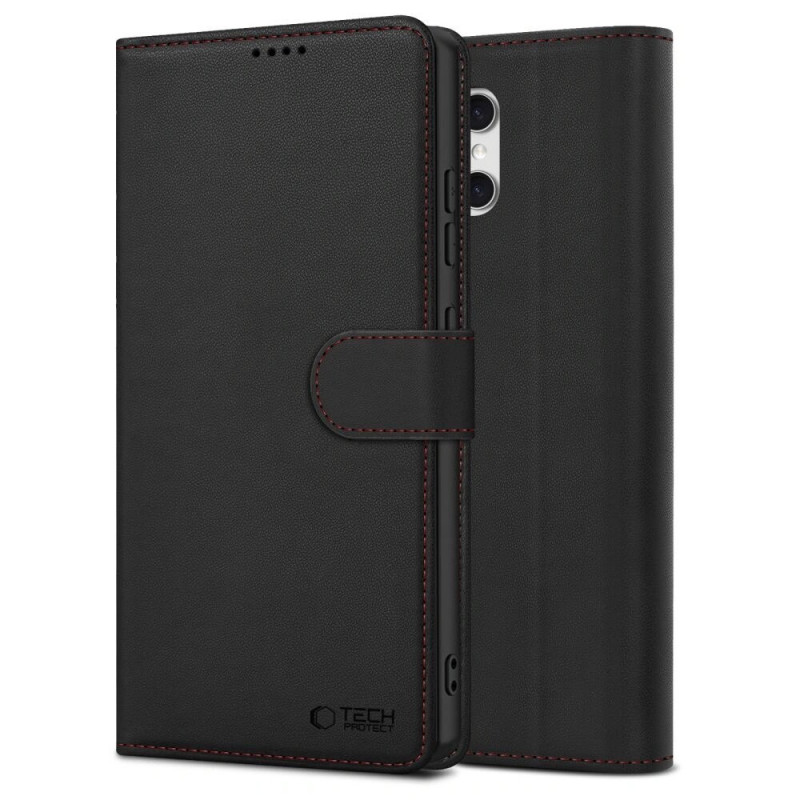 Tech-Protect Wallet Case for Samsung Galaxy A57 5G, Black/Red