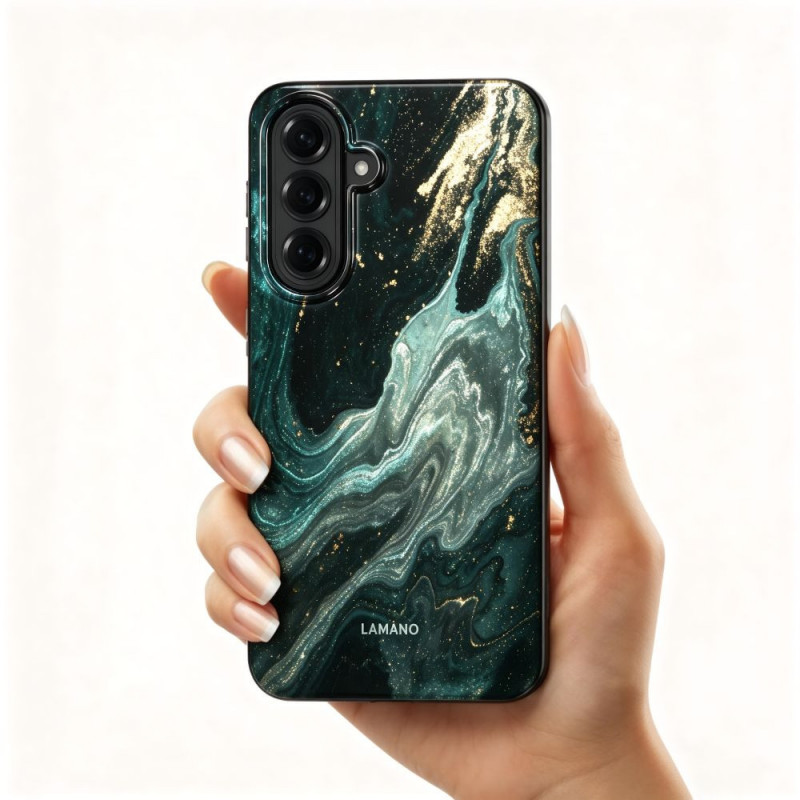 Tech-Protect Lamano MagSafe Case for Samsung Galaxy A57 5G, Black and Green