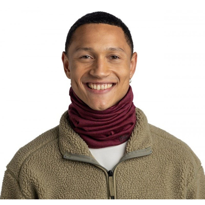 Buff Merino Midweight multifunctional scarf, Melange Tibetan Red