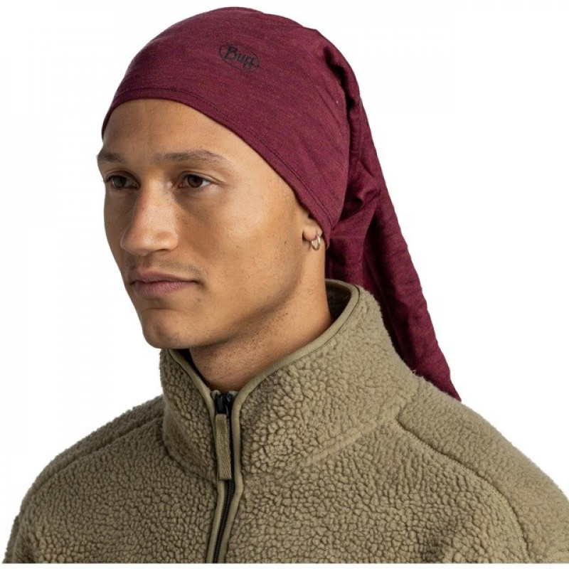 Buff Merino Midweight multifunctional scarf, Melange Tibetan Red