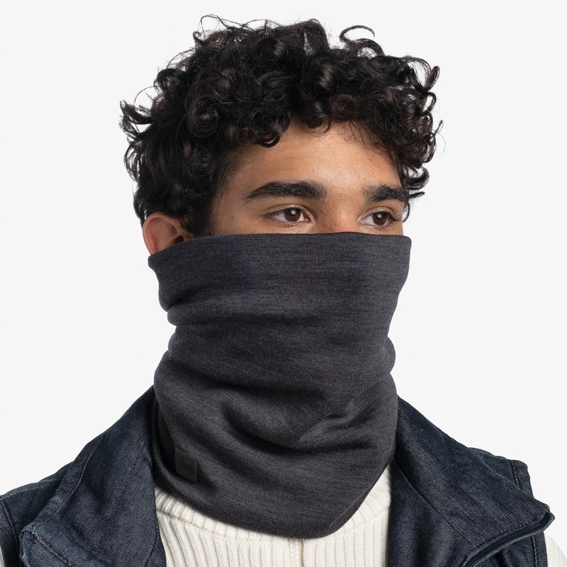 Buff Merino Heavyweight multifunctional neck warmer, solid grey
