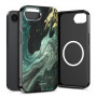 Tech-Protect Lamano MagSafe Case for Apple iPhone 16e / 17e, Black and Green (Verde Aura)