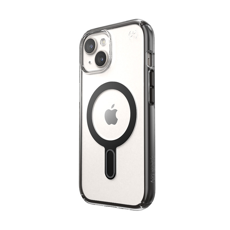 Speck Presidio Perfect-Clear ClickLock & MagSafe SPK526 Case for Apple iPhone 15 / 14 / 13, Clear / Frosted Black / Slate Grey