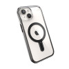 Speck Presidio Perfect-Clear ClickLock & MagSafe SPK526 Case for Apple iPhone 15 / 14 / 13, Clear / Frosted Black / Slate Grey
