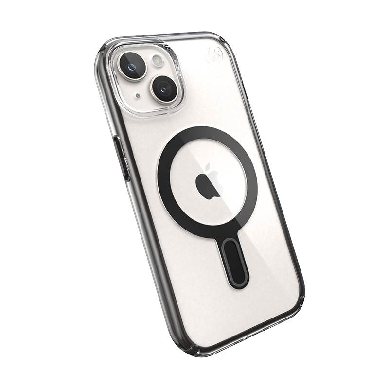 Speck Presidio Perfect-Clear ClickLock & MagSafe SPK526 Case for Apple iPhone 15 / 14 / 13, Clear / Frosted Black / Slate Grey
