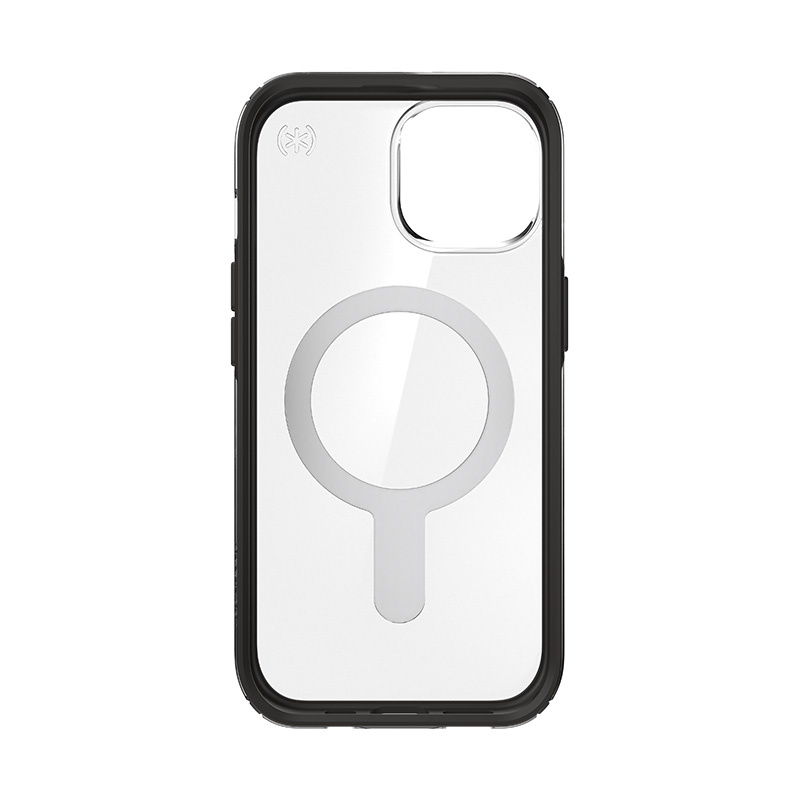 Speck Presidio Perfect-Clear ClickLock & MagSafe SPK526 Case for Apple iPhone 15 / 14 / 13, Clear / Frosted Black / Slate Grey