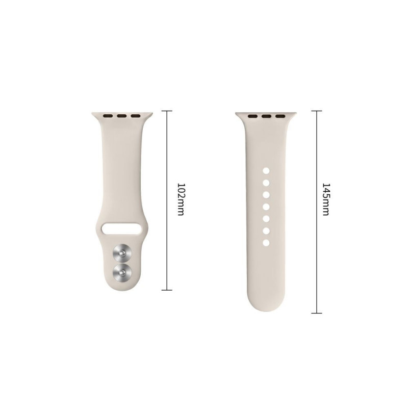 Tech-Protect Silicone Band for Apple Watch 8 / 9 / 10 / 11 / 12 / SE / Ultra 44/45/46/49 mm, Starlight