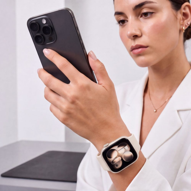 Tech-Protect Silicone Band for Apple Watch 8 / 9 / 10 / 11 / 12 / SE / Ultra 44/45/46/49 mm, Starlight