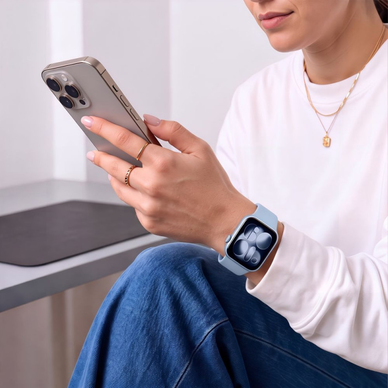 Tech-Protect Silicone Band for Apple Watch 8 / 9 / 10 / 11 / 12 / SE / Ultra 44/45/46/49 mm, Blue Jeans