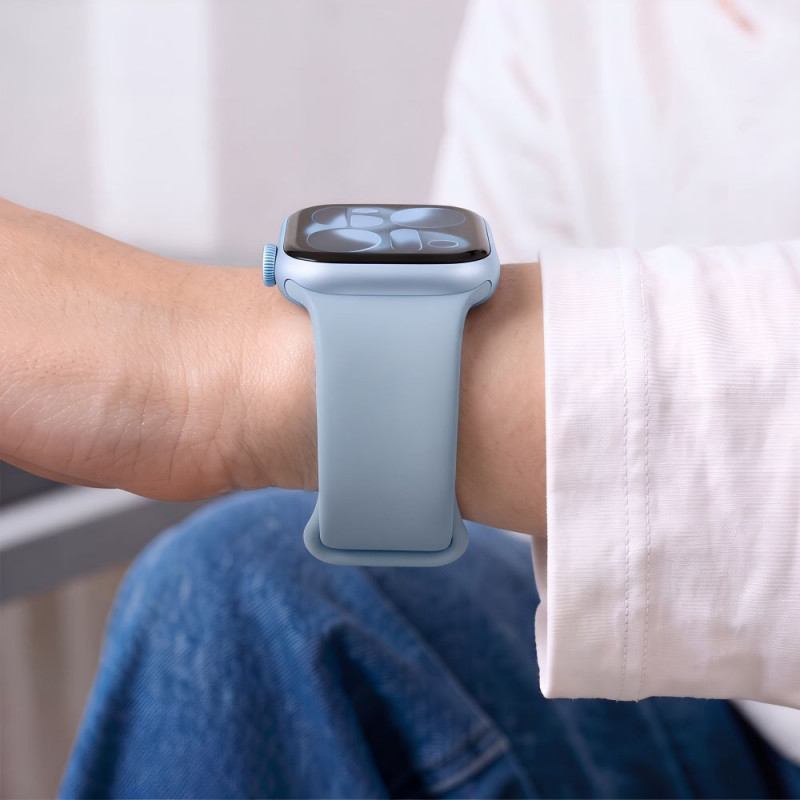 Tech-Protect Silicone Band for Apple Watch 8 / 9 / 10 / 11 / 12 / SE / Ultra 44/45/46/49 mm, Blue Jeans