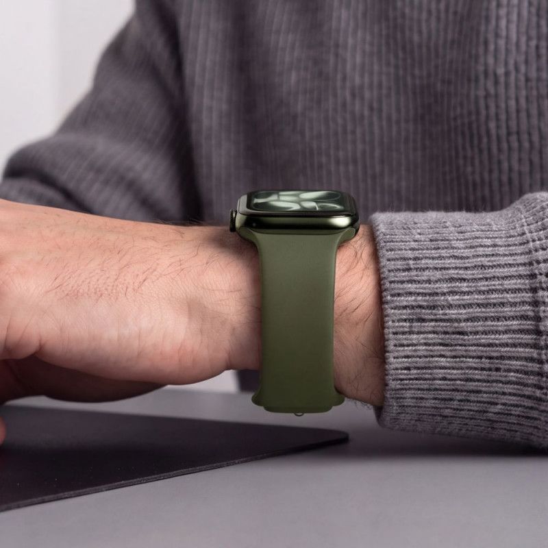 Tech-Protect Silicone Band for Apple Watch 8 / 9 / 10 / 11 / 12 / SE / Ultra 44/45/46/49 mm, Olive Green