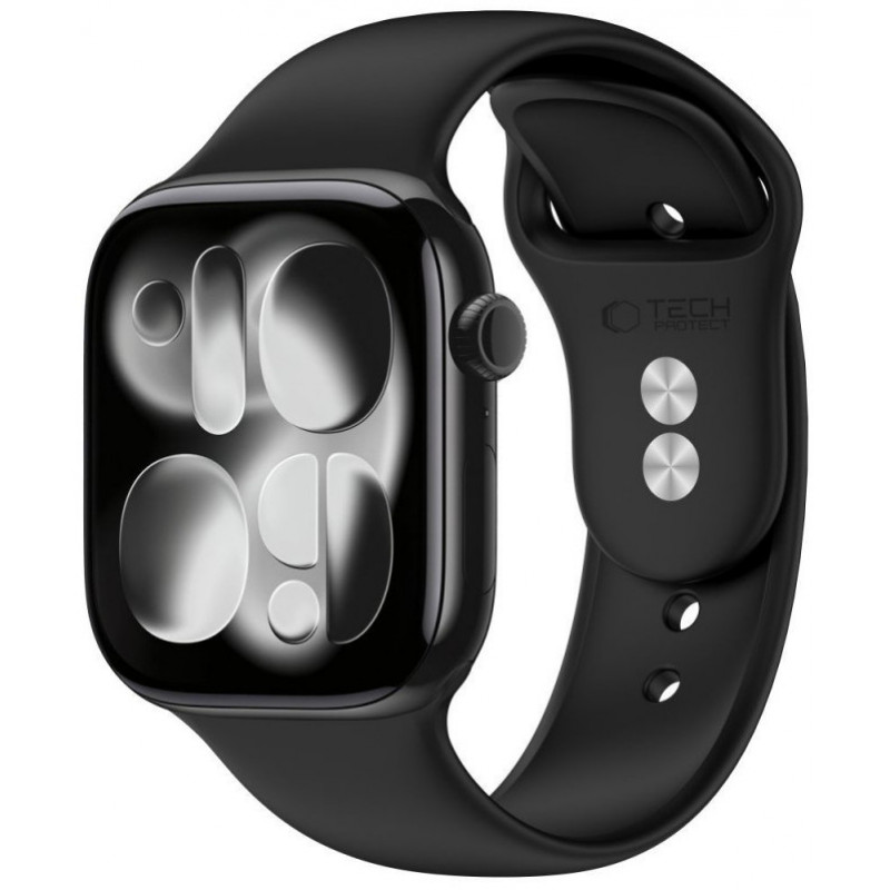 Tech-Protect Silicone Band for Apple Watch 8 / 9 / 10 / 11 / 12 / SE / Ultra 44/45/46/49 mm, Black
