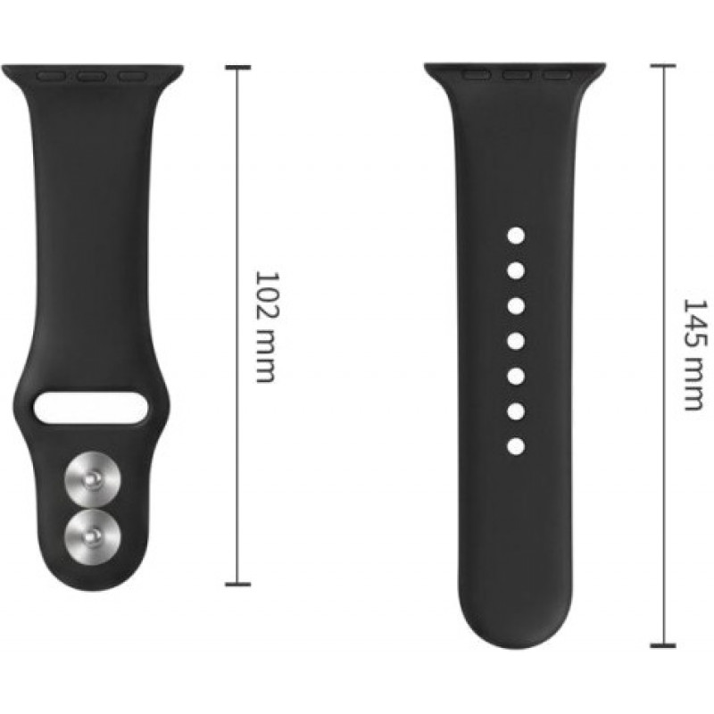 Tech-Protect Silicone Band for Apple Watch 8 / 9 / 10 / 11 / 12 / SE / Ultra 44/45/46/49 mm, Black