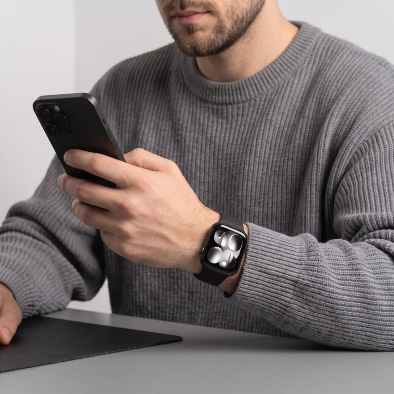 Tech-Protect Silicone Band for Apple Watch 8 / 9 / 10 / 11 / 12 / SE / Ultra 44/45/46/49 mm, Black