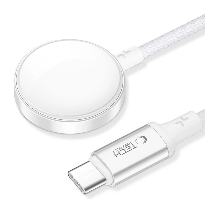 Tech-Protect MC02 UltraBoost Magnetic Charger USB-C Cable 100 cm for Apple Watch, White