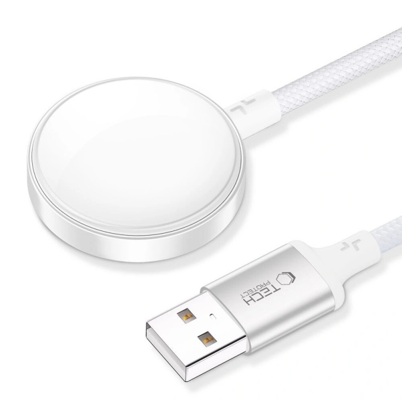 Tech-Protect MC02 UltraBoost Magnetic Charger USB-A Cable 100 cm for Apple Watch, White
