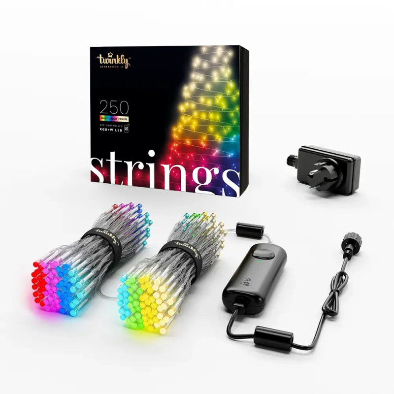 Twinkly Strings 250 LED String Lights TWS250SPP-TEU, 5 mm RGBW, Transparent
