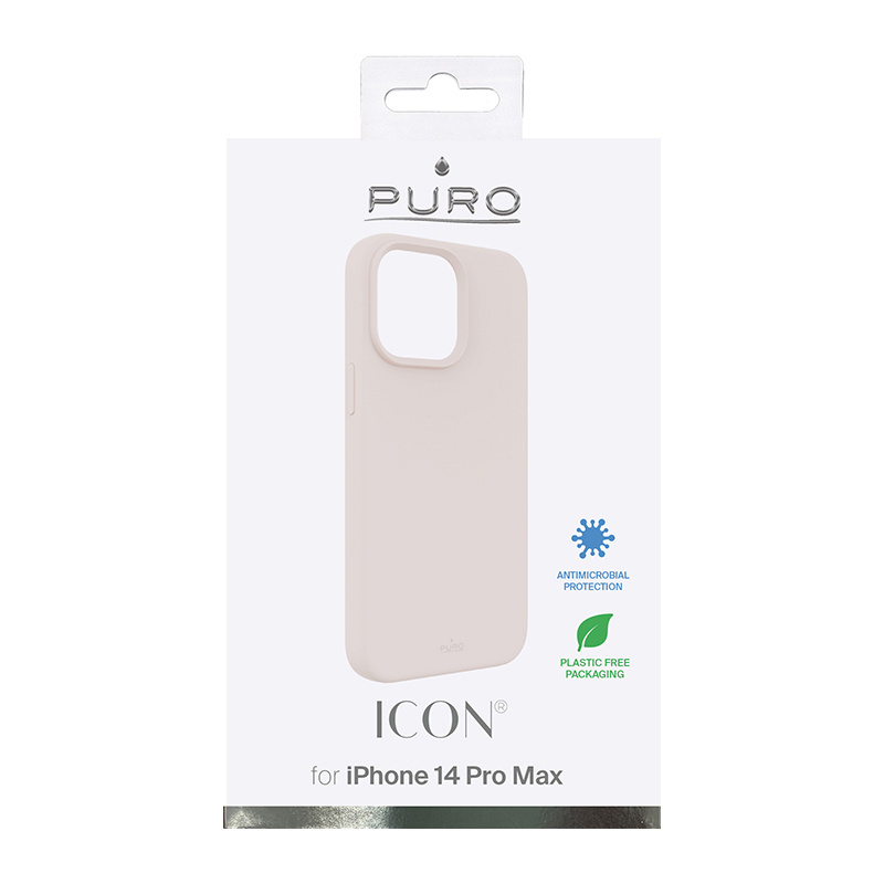 Puro ICON Antimicrobial Cover for Apple iPhone 14 Pro Max, Pink Sand