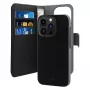 Puro Wallet Detachable MagSafe 2in1 PU Leather Case with Flap and Wallet for iPhone 14 Pro Max, Black