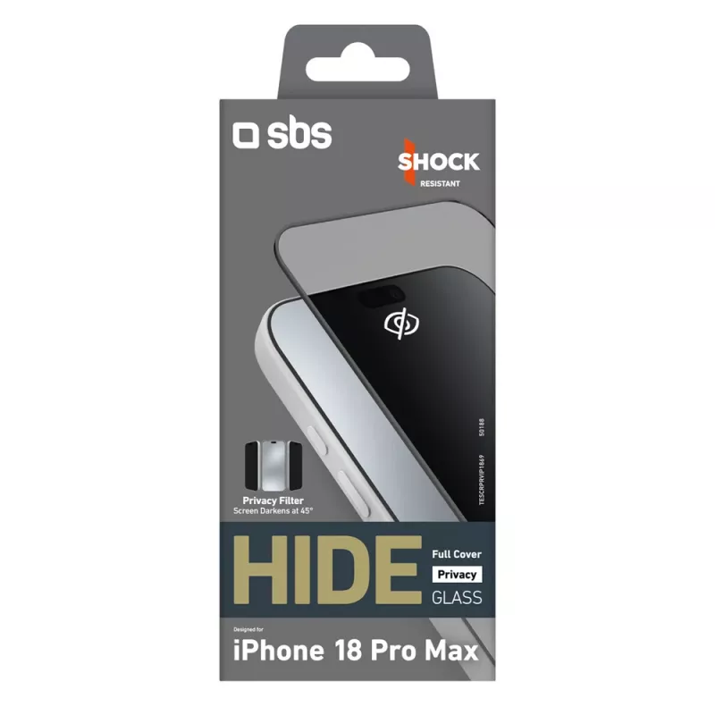 SBS Hide Full Cover Privacy Glass for iPhone 18 Pro Max, 0.33 mm