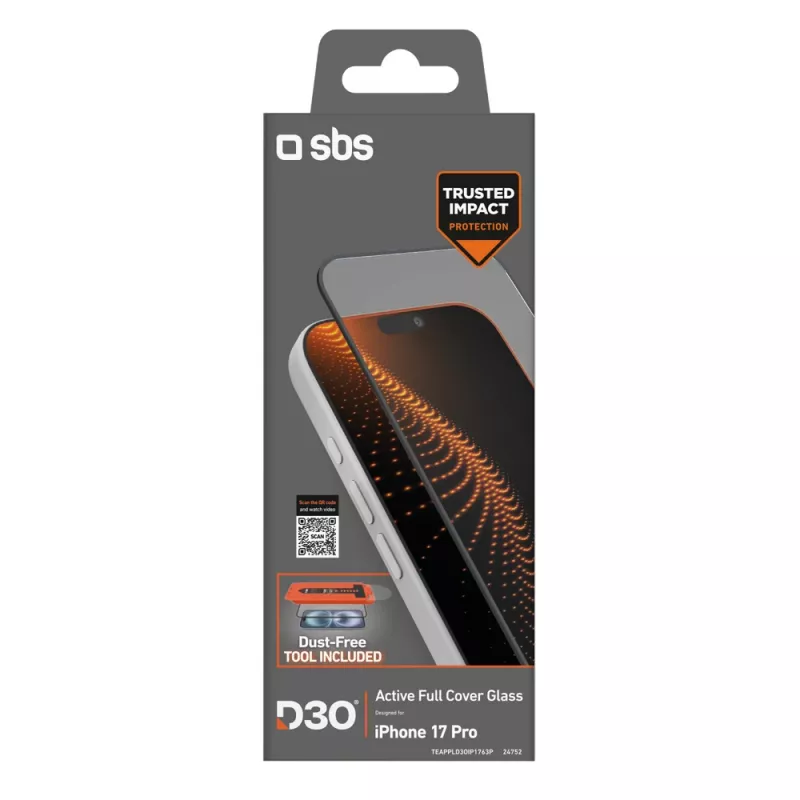 SBS D3O Tempered Glass with Applicator for iPhone 17 Pro (1 pc)