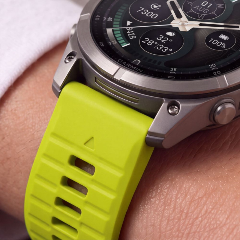 Tech-Protect Silicone Watch Strap for Garmin Fenix 5 / 6 / 6 Pro / 7 / 8 / 8 Pro / E / 9 / 9 Pro 51 mm, Volt Lime