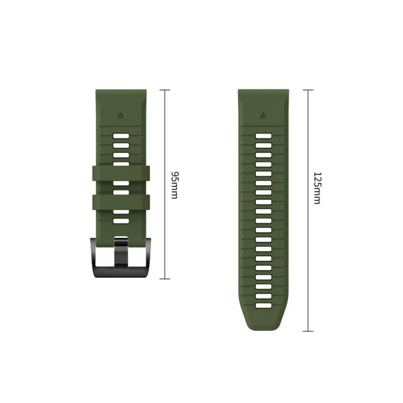 Tech-Protect Silicone Watch Strap for Garmin Fenix 5 / 6 / 6 Pro / 7 / 8 / 8 Pro / E / 9 / 9 Pro 51 mm, Military Green