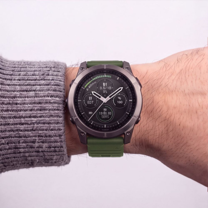 Tech-Protect Silicone Watch Strap for Garmin Fenix 5 / 6 / 6 Pro / 7 / 8 / 8 Pro / E / 9 / 9 Pro 51 mm, Military Green