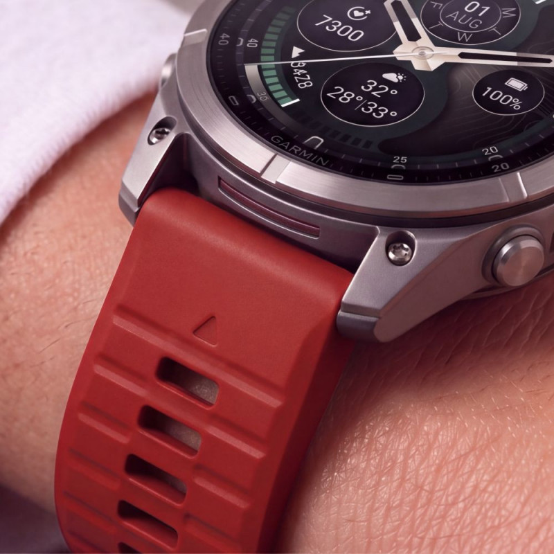 Tech-Protect Silicone Watch Strap for Garmin Fenix 5 / 6 / 6 Pro / 7 / 8 / 8 Pro / E / 9 / 9 Pro 51 mm, Crimson Red
