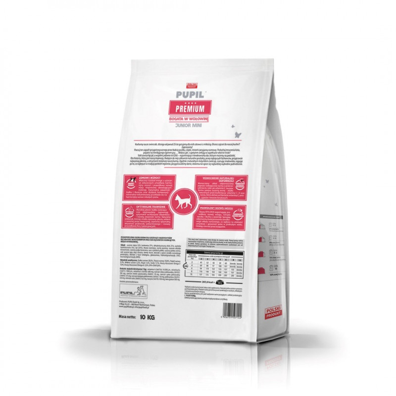 PUPIL Premium Junior Mini Rich in Beef Dry Dog Food, 10 kg