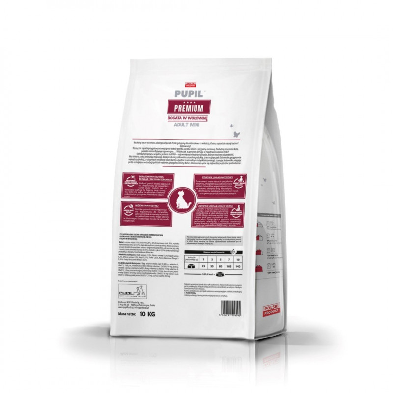 PUPIL Premium Mini Rich in Beef Dry Dog Food, 10 kg