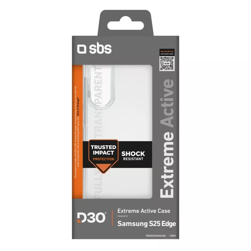 SBS D3O Case for Samsung Galaxy S25 Edge, Transparent