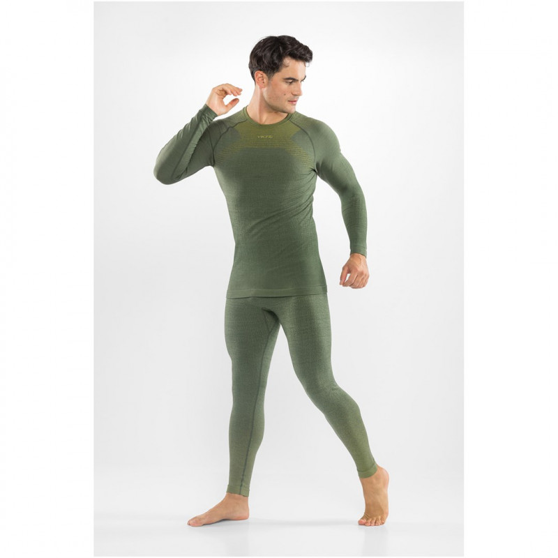 Viking Altis Man Set men's merino base layer set, dark green, XL