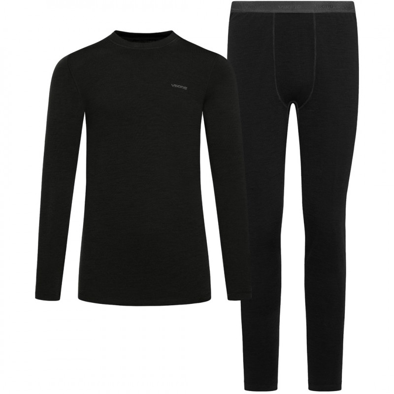 Viking Meriboo Man Set men's merino base layer set, black, M