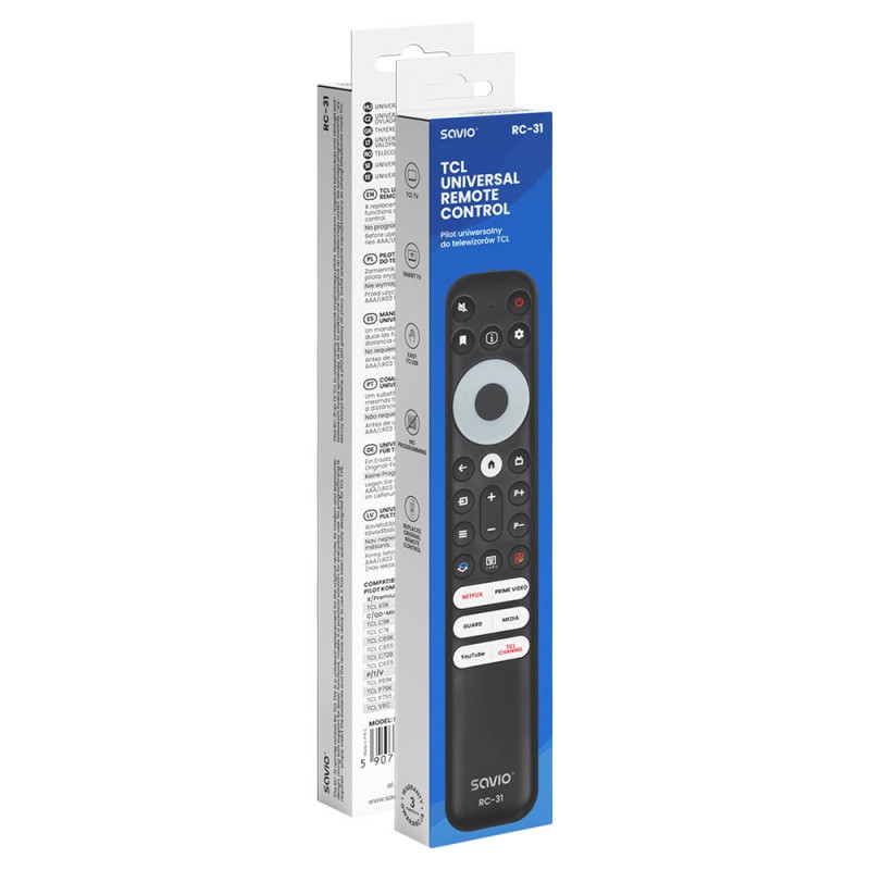 Savio RC-31 universal/replacement remote control for TCL TV – SMART TV