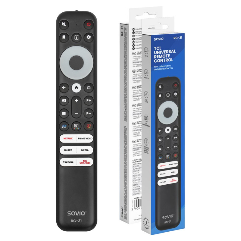Savio RC-31 universal/replacement remote control for TCL TV – SMART TV