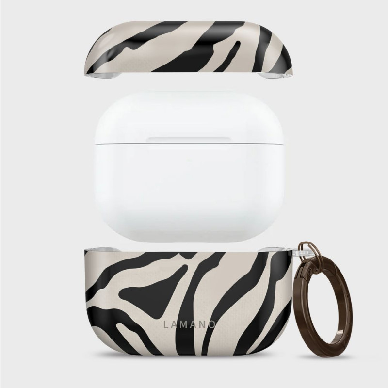 Tech-Protect Lamano Case for Apple AirPods Pro 3 with Carabiner, Nature Muse (Black and Beige)