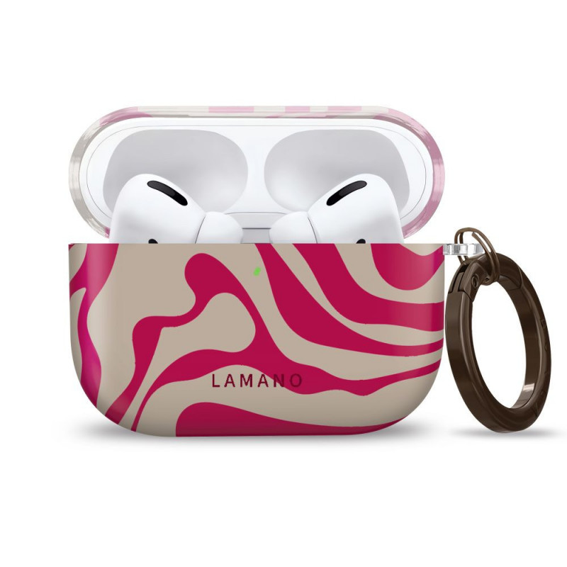 Tech-Protect Lamano Case for Apple AirPods Pro 3 with Carabiner, Flamingo Bloom (Pink and Beige)