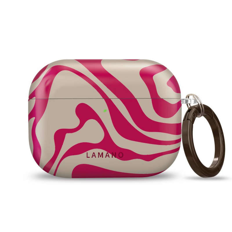 Tech-Protect Lamano Case for Apple AirPods Pro 3 with Carabiner, Flamingo Bloom (Pink and Beige)