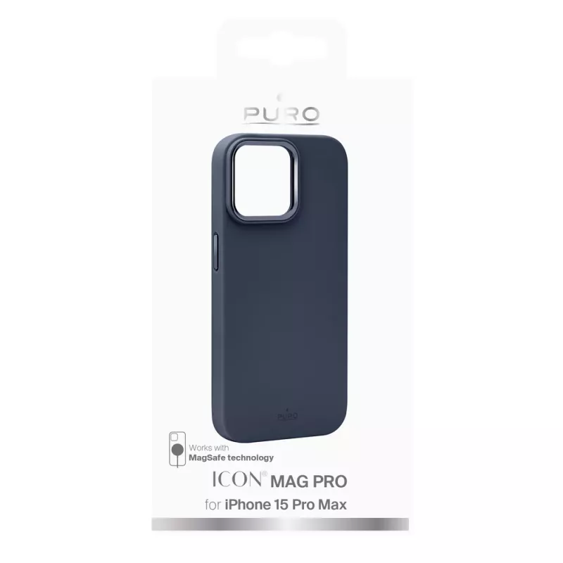 Puro Icon Mag Pro MagSafe Silicone Case for Apple iPhone 15 Pro Max, Dark Blue