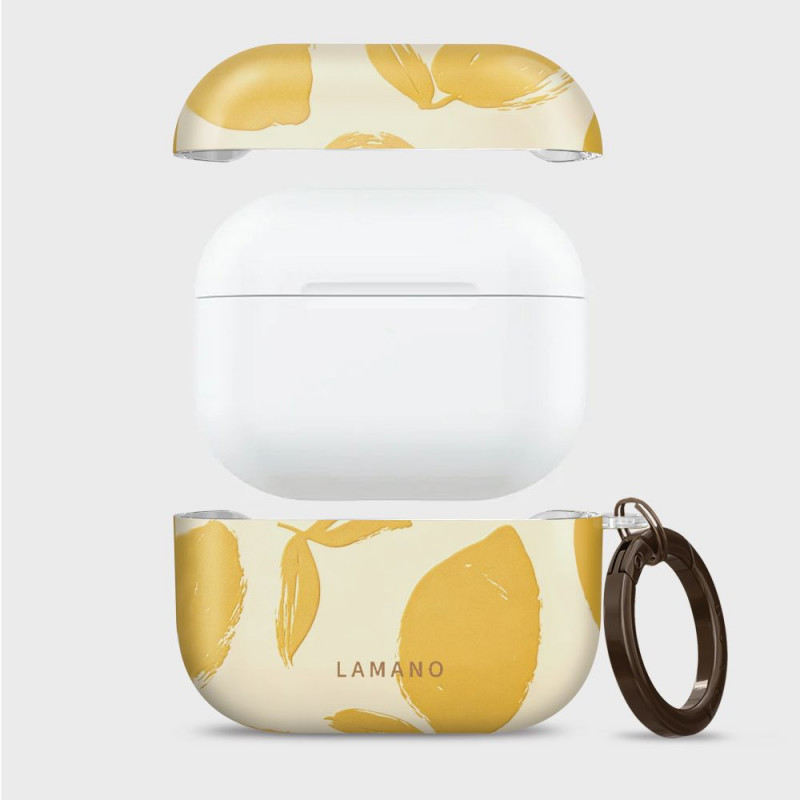 Tech-Protect Lamano Case for Apple AirPods Pro 3 with Carabiner, Lemon Haze (Yellow and White)