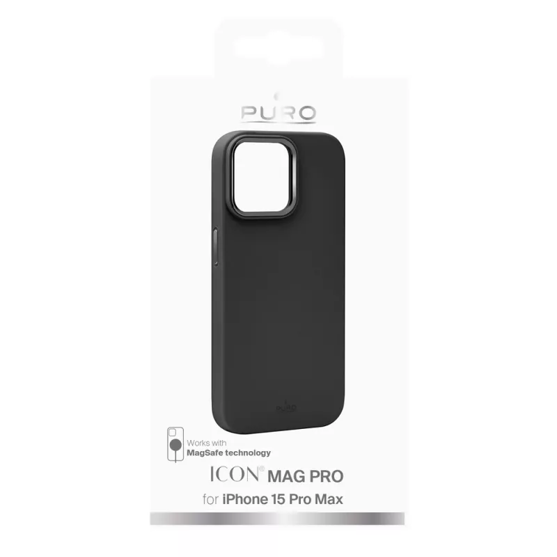 Puro Icon Mag Pro MagSafe Silicone Case for Apple iPhone 15 Pro Max, Black