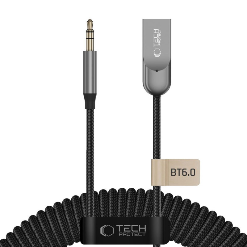 Tech-Protect Ultraboost AU04 Bluetooth 6.0 Audio Adapter with AUX 3.5 mm, Grey