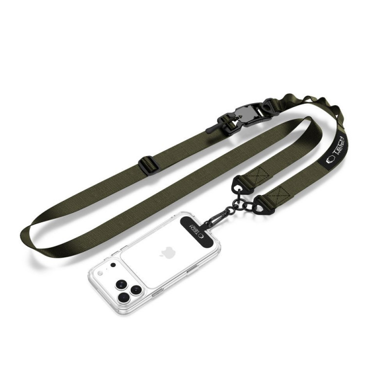 Tech-Protect C9S Rope Crossbody Phone Strap, Nylon, 91–140 cm, Army Green