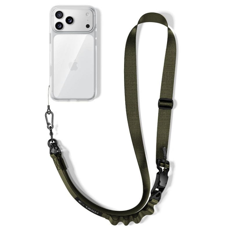 Tech-Protect C9S Rope Crossbody Phone Strap, Nylon, 91–140 cm, Army Green